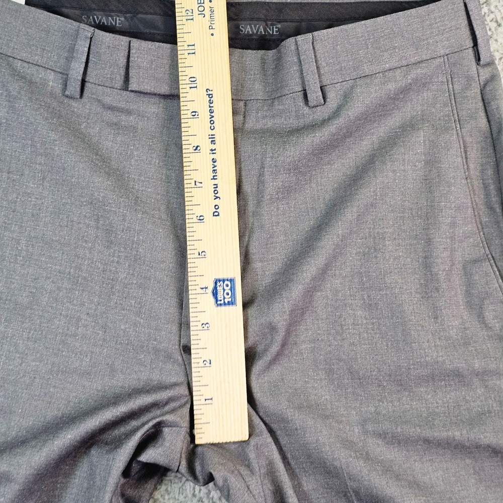 Savane Premium Flex Dress Pants Mens 32x30 Gray Flex Waist Stretch No Iron - Picture 6 of 12